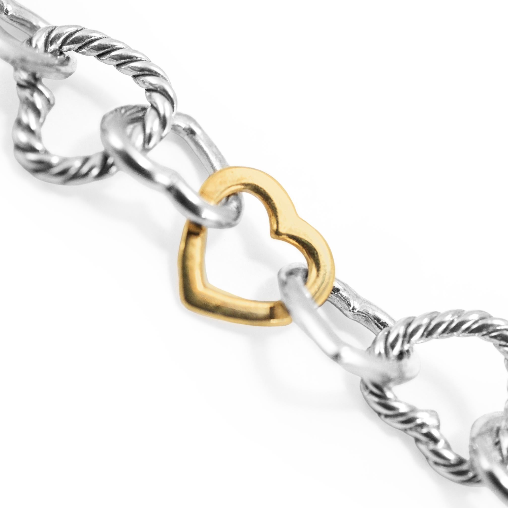 Donna David Yurman Bracciale a catena con cuore aperto in oro 18 carati e argento sterling in vendita