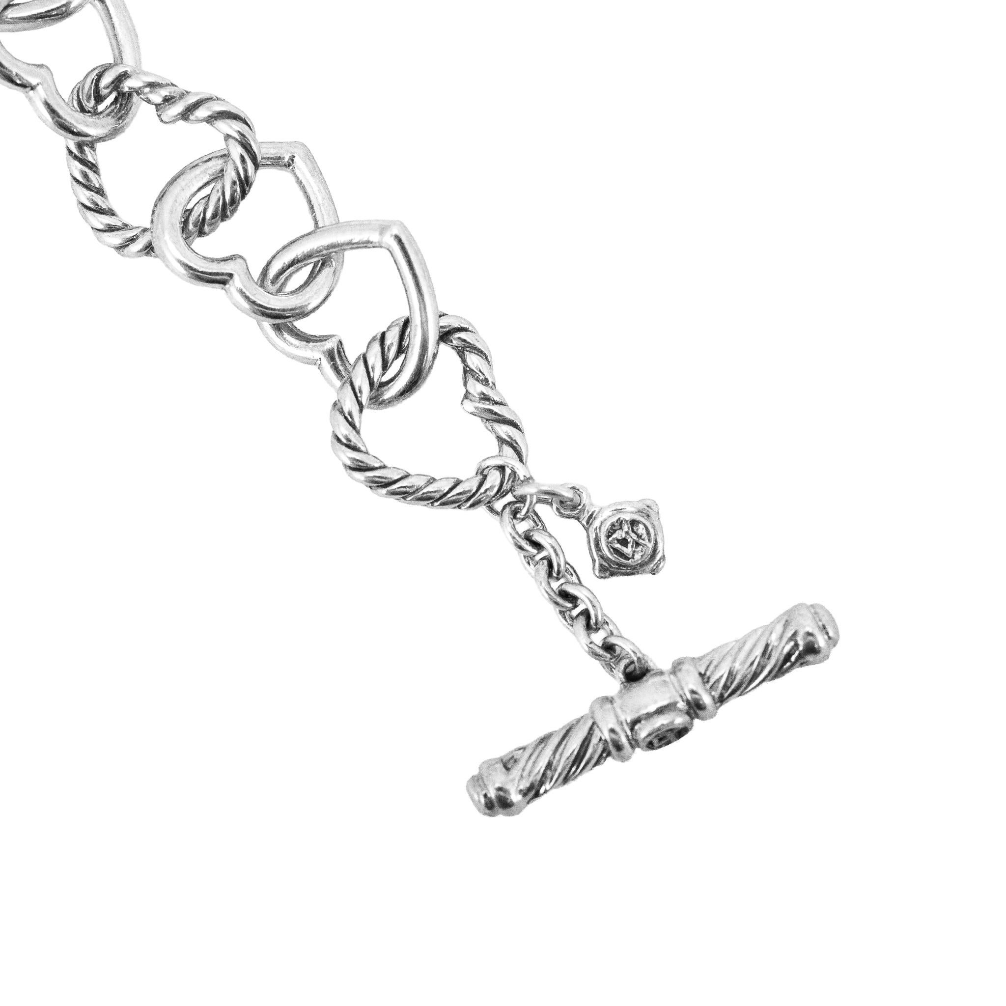 David Yurman Bracciale a catena con cuore aperto in oro 18 carati e argento sterling in vendita 3