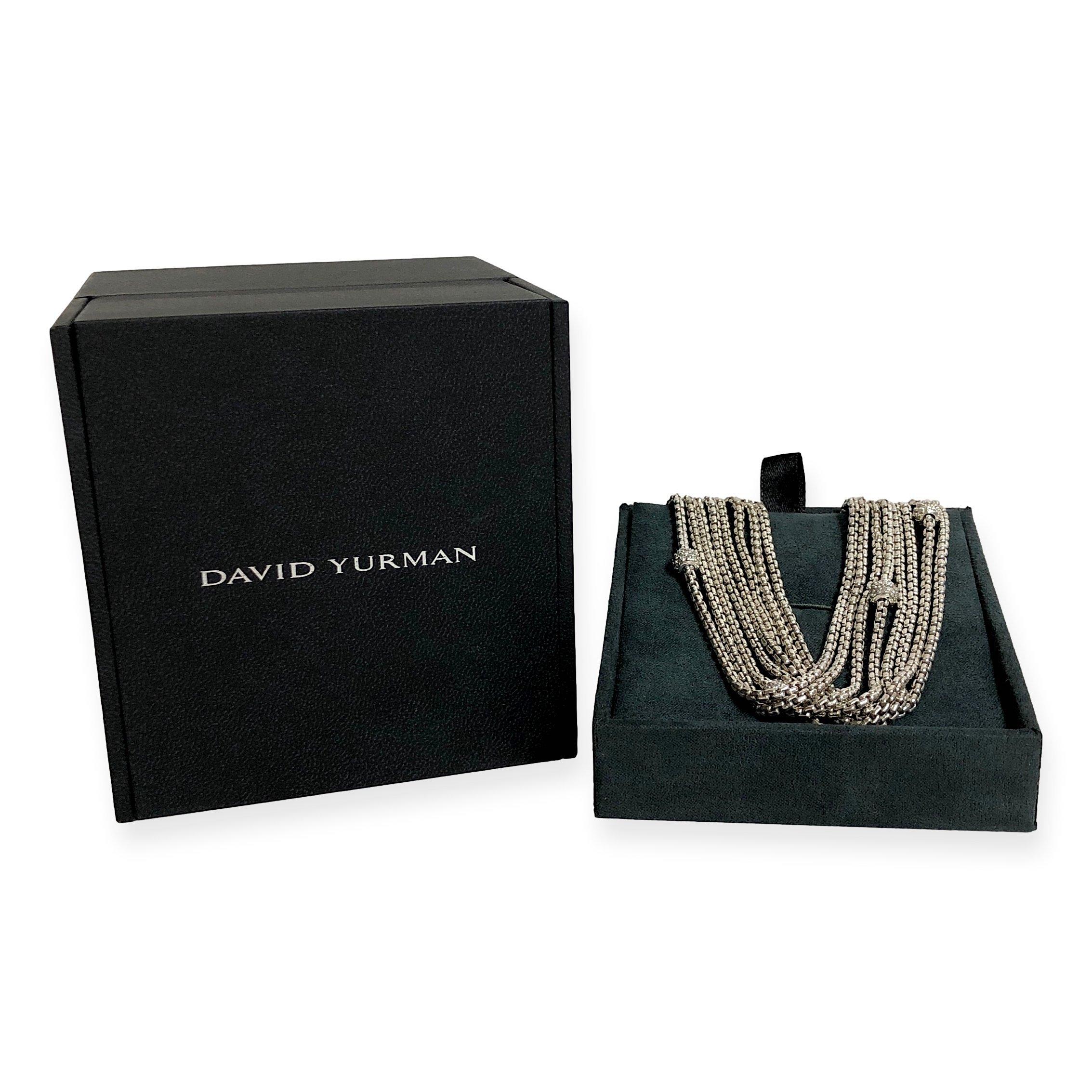 Round Cut David Yurman 18k Gold Sterling Silver Pave Ball Diamond 8-Strand Choker Necklace