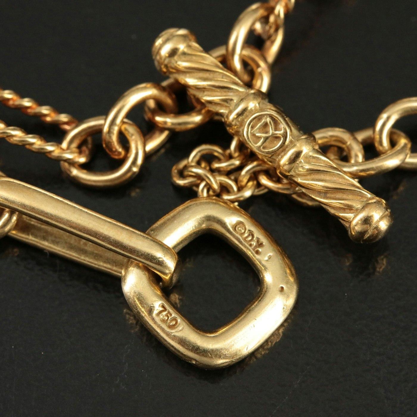 David Yurman 18K Oval Cage Figaro Necklace 16
