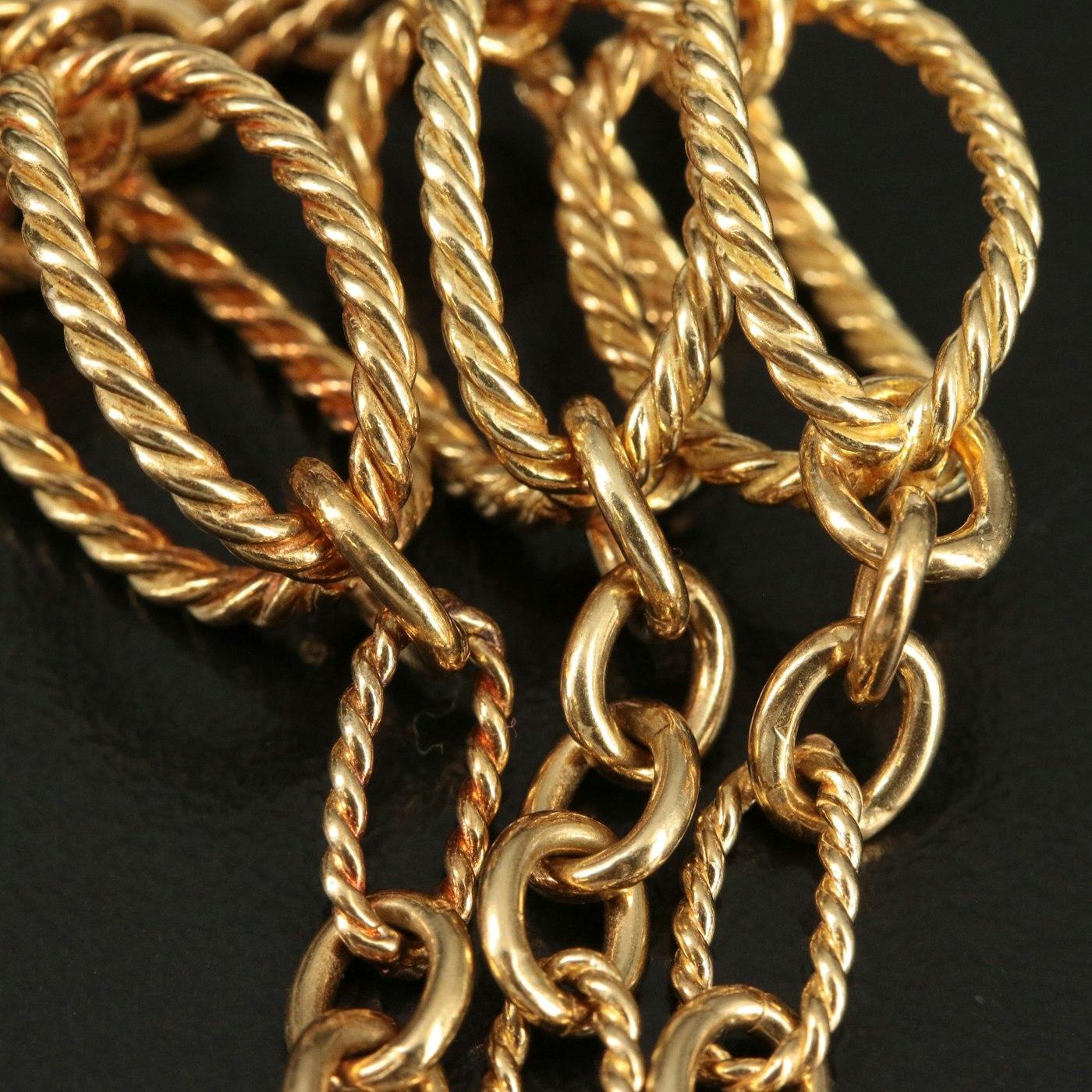David Yurman 18K Oval Cage Figaro Necklace 16