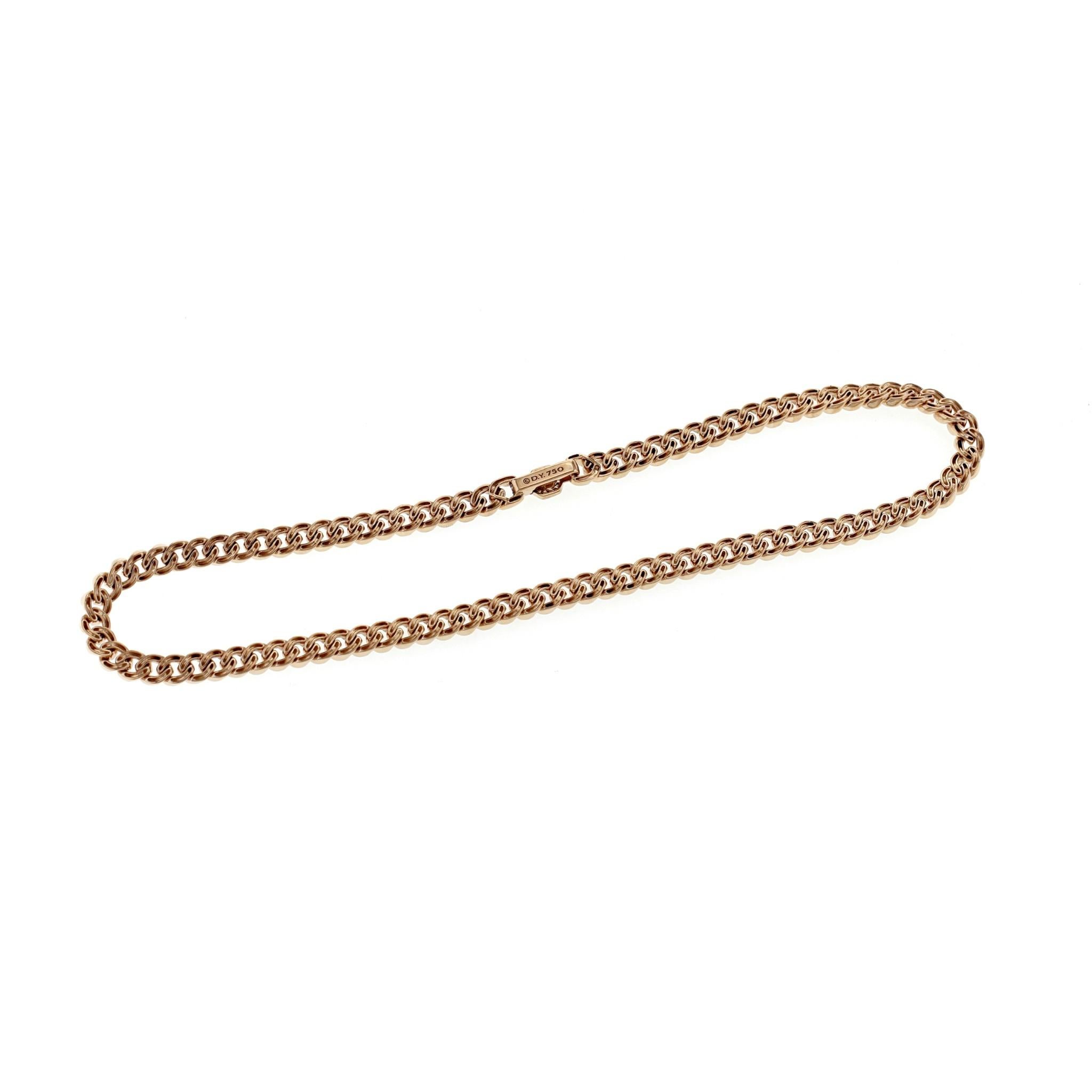 David Yurman Or Rose 18K Diamond Cuban Chain 7mm Necklace Size 17
