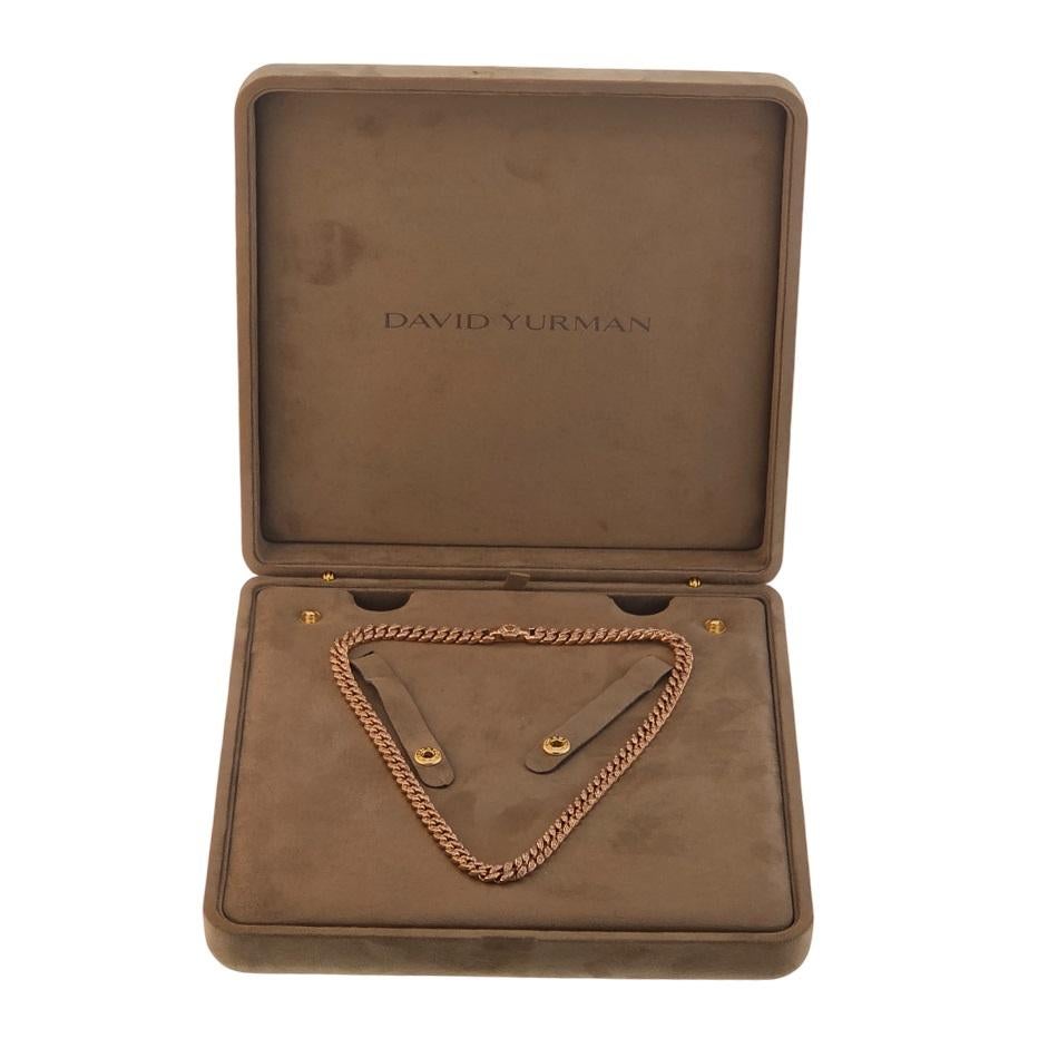 David Yurman Or Rose 18K Diamond Cuban Chain 7mm Necklace Size 17