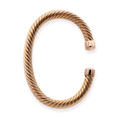 David Yurman 18k Rose Gold Men's Cable Open-Cuff Bangle Bracelet Medium