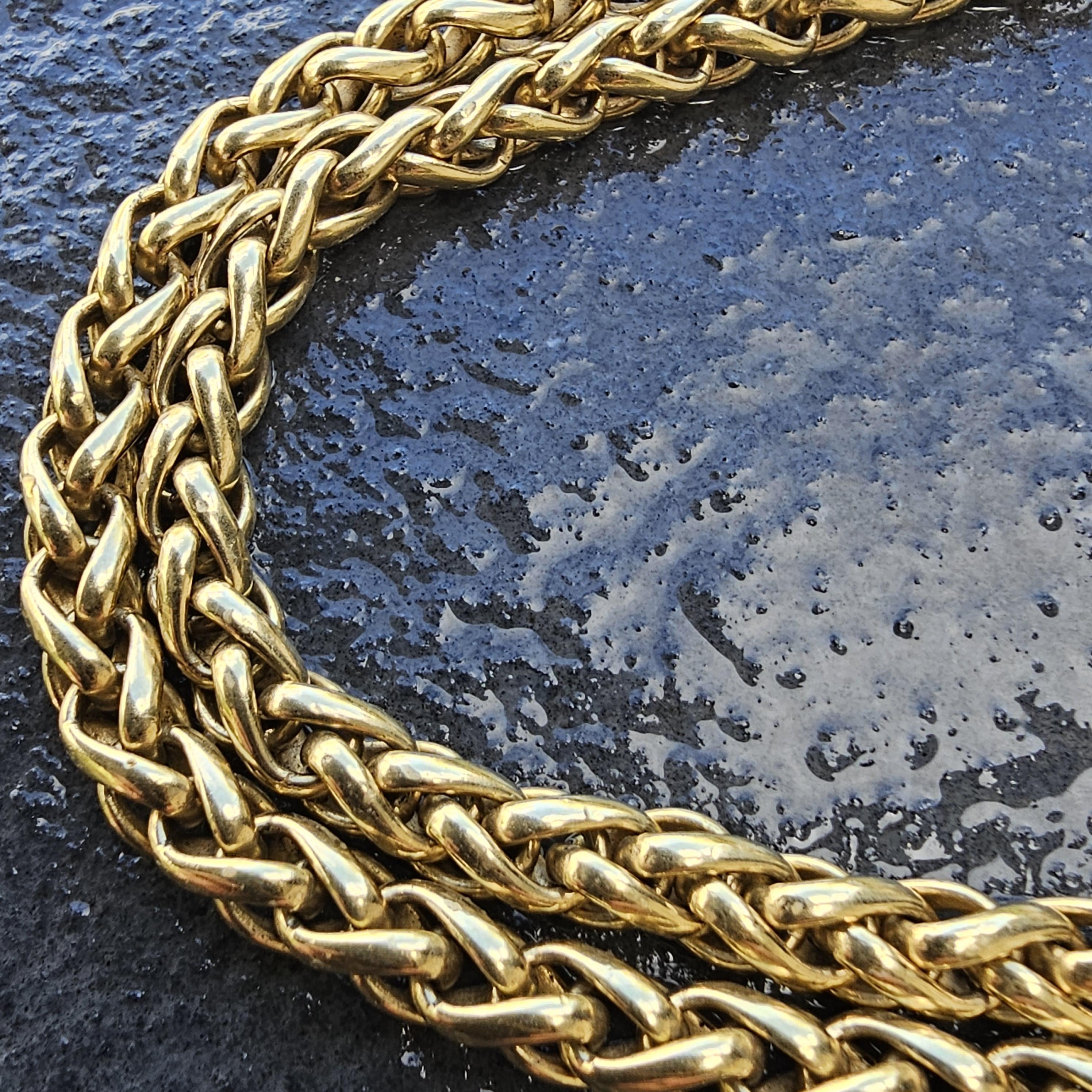 Women's David Yurman 18k Solid Gold Diamond Buckle Chain Double Wheat Necklace 157.7g For Sale