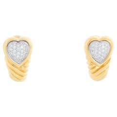 David Yurman Pendientes de oro macizo de 18 quilates con pavé de diamantes en forma de corazón