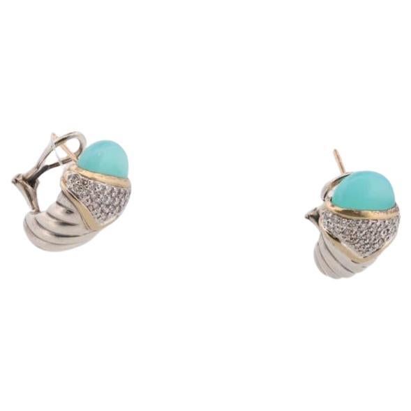 David Yurman 18k Sterling Silver CABLE Earrings. Authentic David Yurman Diamond