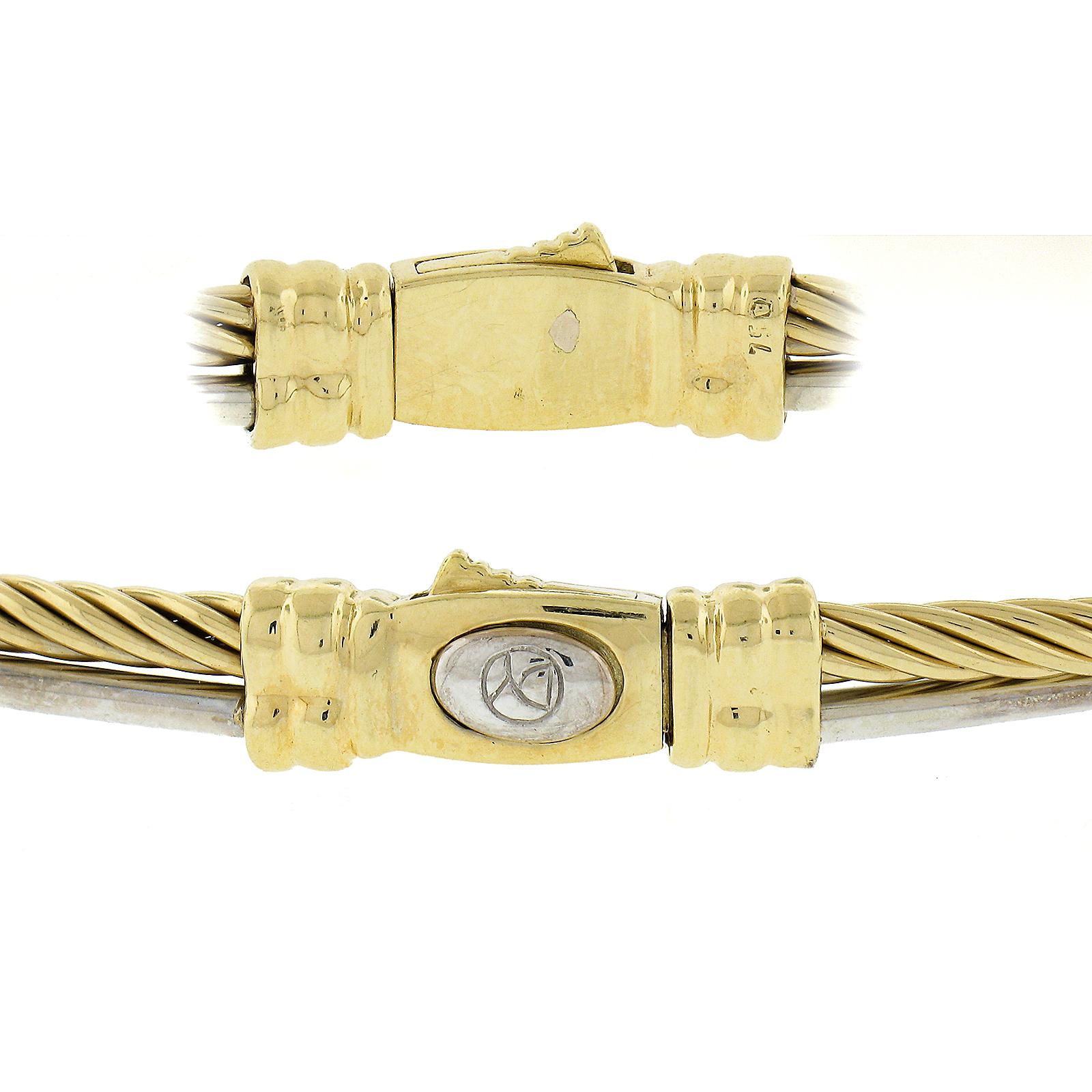 David Yurman, collier à maillons croisés en or 18 carats, câble et tube pavé de diamants en vente 1
