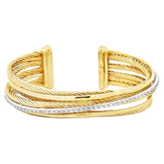 Bracelet manchette en diamants de la collection « Crossover » de David Yurman, en or 18 carats bicolore