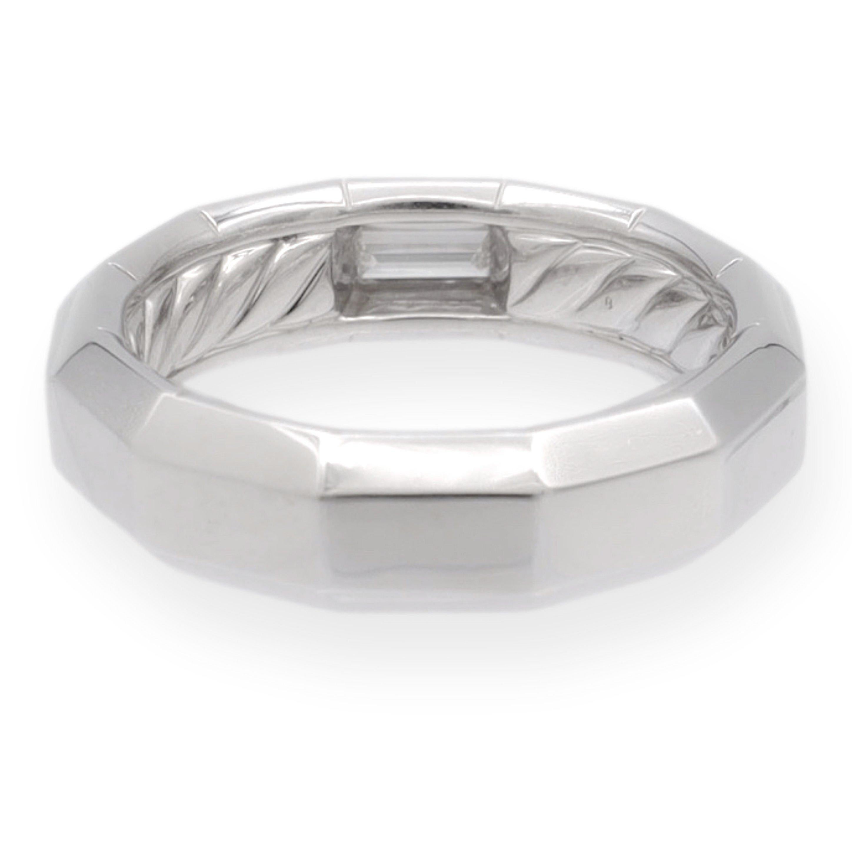 Baguette Cut David Yurman 18K White Gold Baguette Diamond Men's Faceted Band Size 7.5
