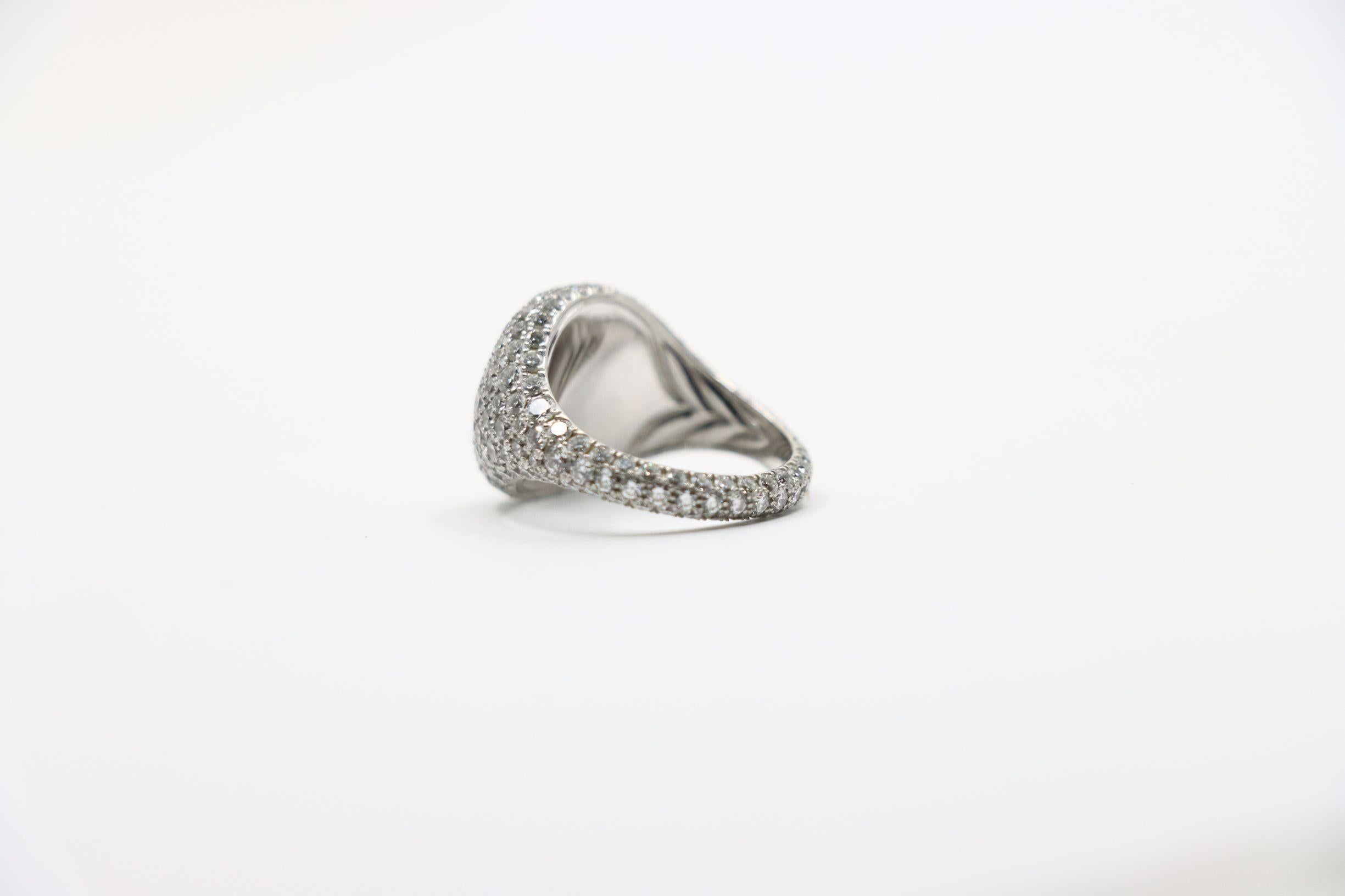 David Yurman Anello da mignolo con pavé di diamanti in oro bianco 18 carati in vendita 6