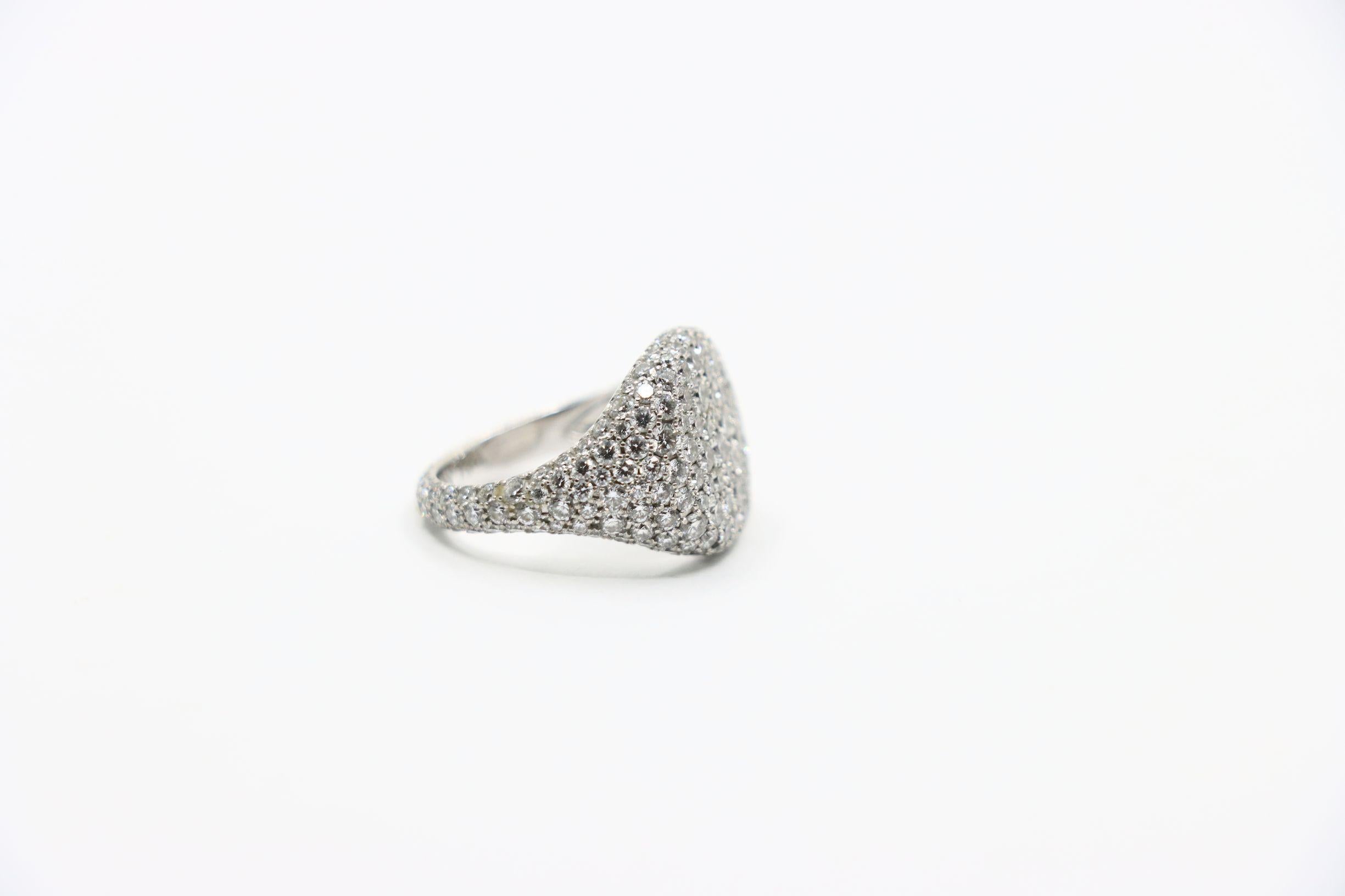 David Yurman Anello da mignolo con pavé di diamanti in oro bianco 18 carati In condizioni buone in vendita a Flushing, NY