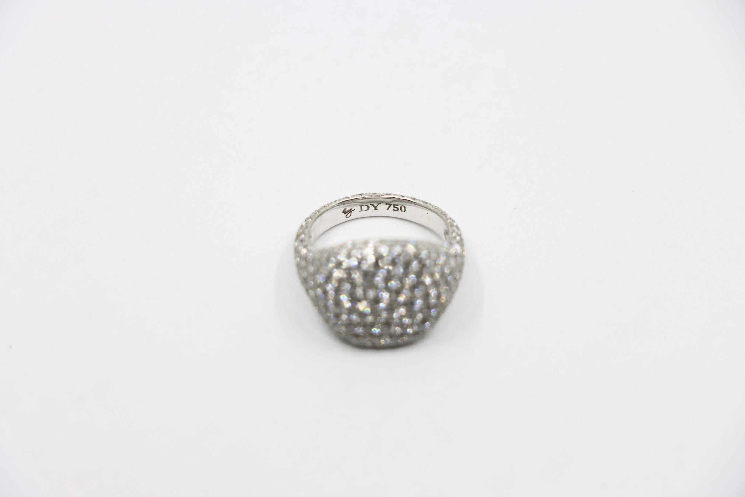 David Yurman Anello da mignolo con pavé di diamanti in oro bianco 18 carati in vendita 1