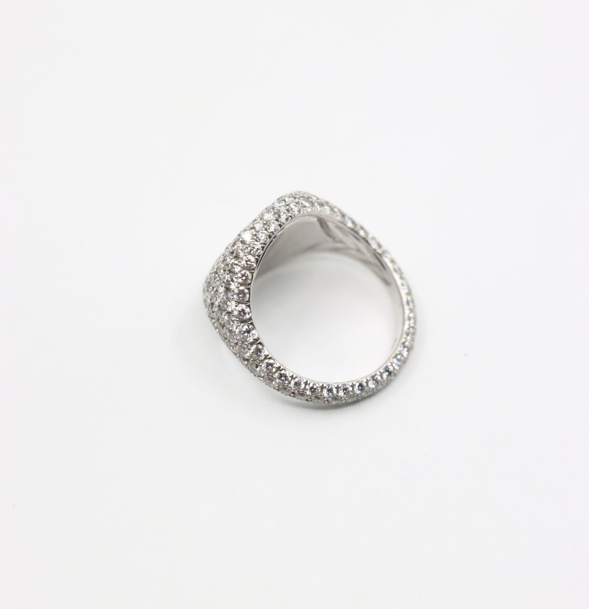 David Yurman Anello da mignolo con pavé di diamanti in oro bianco 18 carati in vendita 2