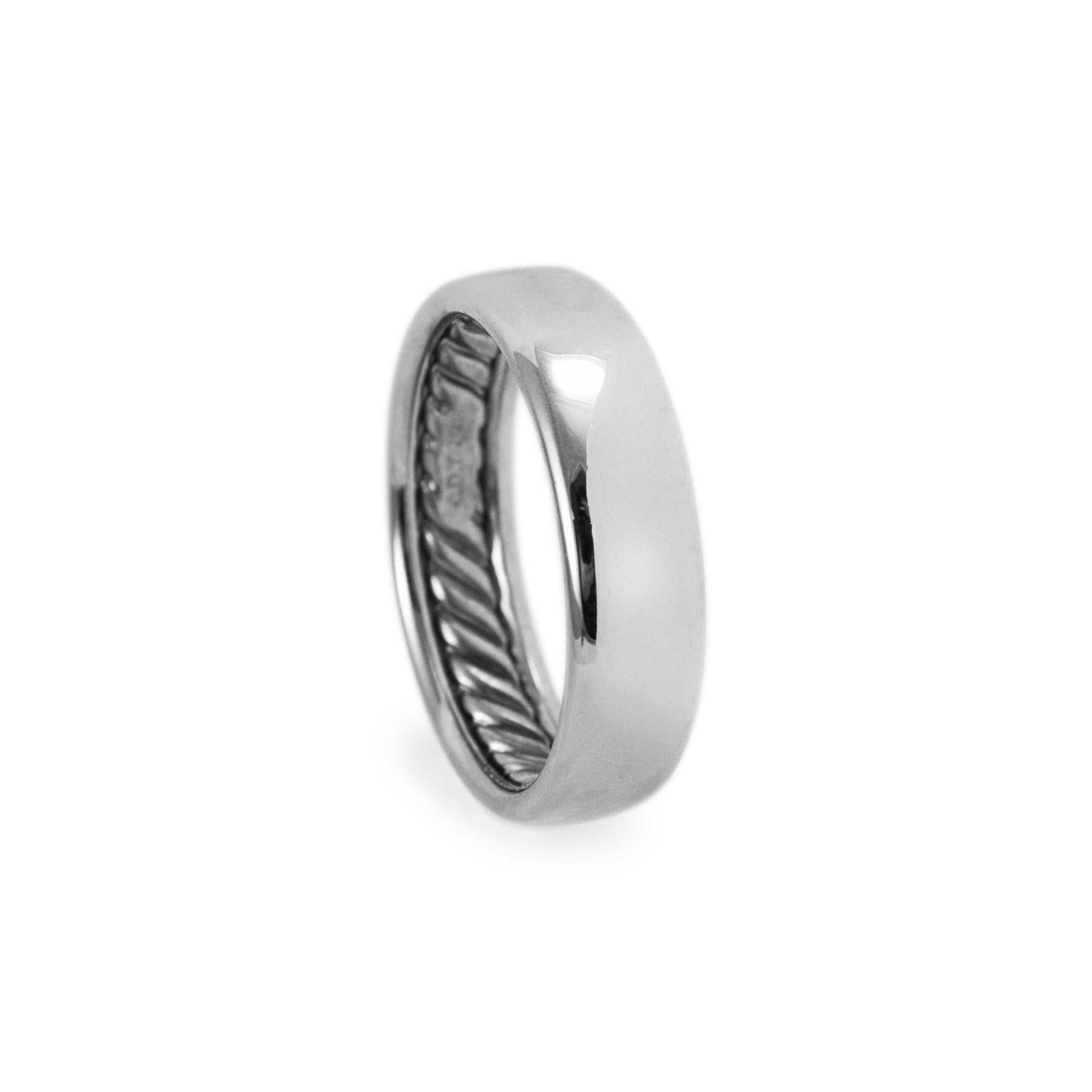 Men's David Yurman 18K White Gold Men’s Dy Classic Band Ring
