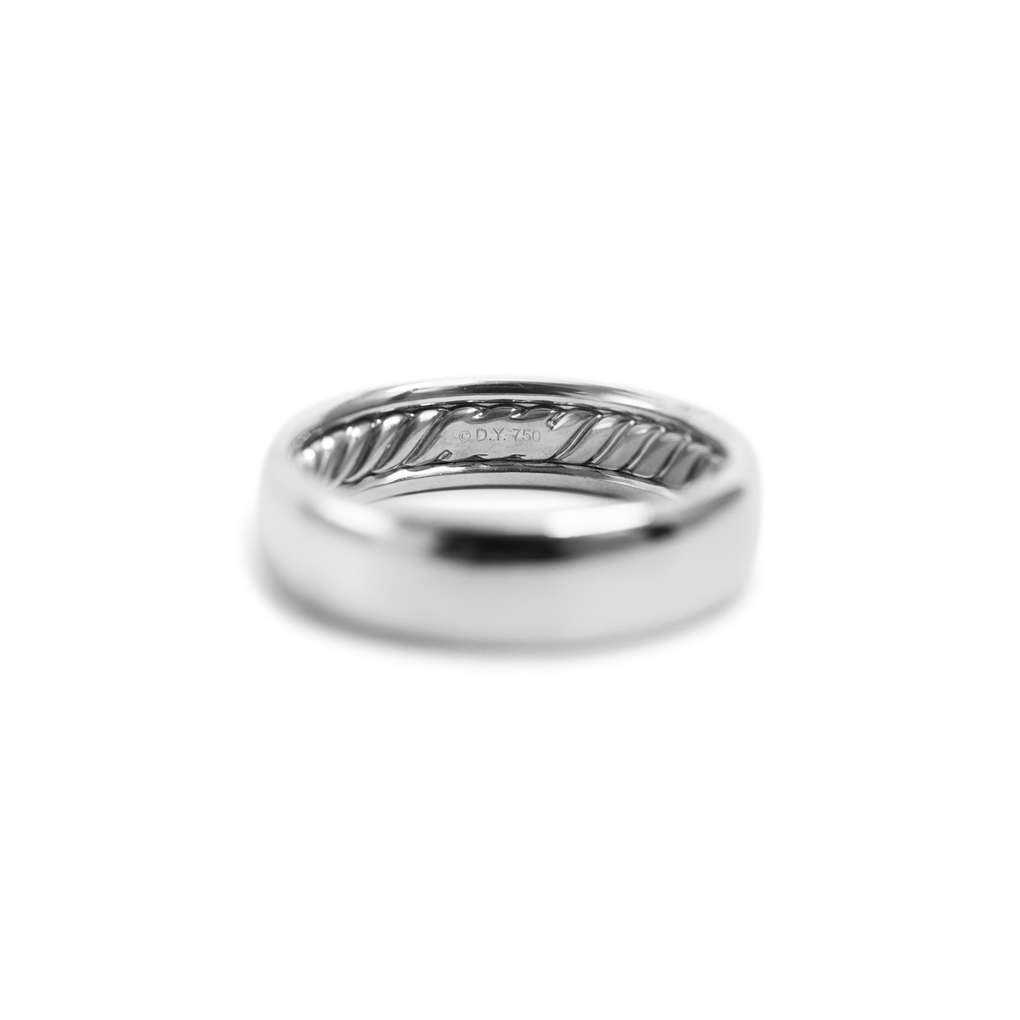 David Yurman 18K White Gold Men’s Dy Classic Band Ring 1