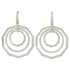 David Yurman 18k White Gold Natural 2.89 Carat Diamond Stax Multi-Hoop Earrings