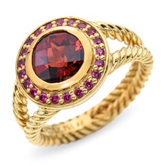 David Yurman 18k Yellow Gold 1.75ct Garnet and Ruby Cable Ring
