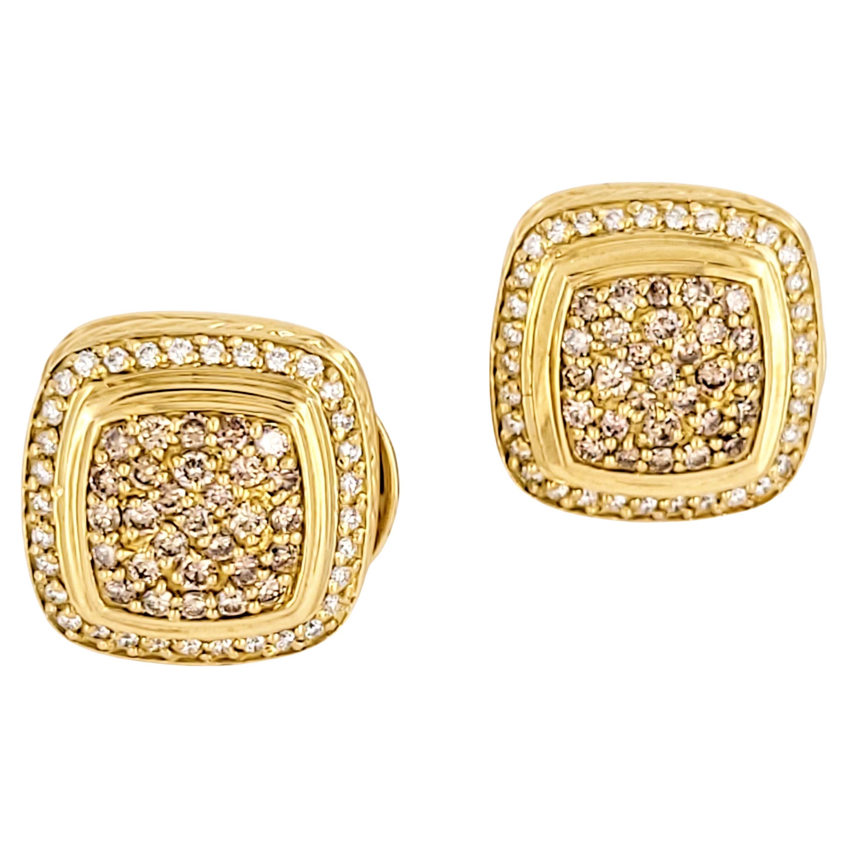 David Yurman  18K Yellow Gold 2.40 TCW Diamond Cable Earrings