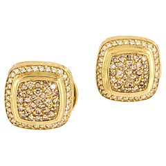David Yurman  18K Yellow Gold 2.40 TCW Diamond Cable Earrings