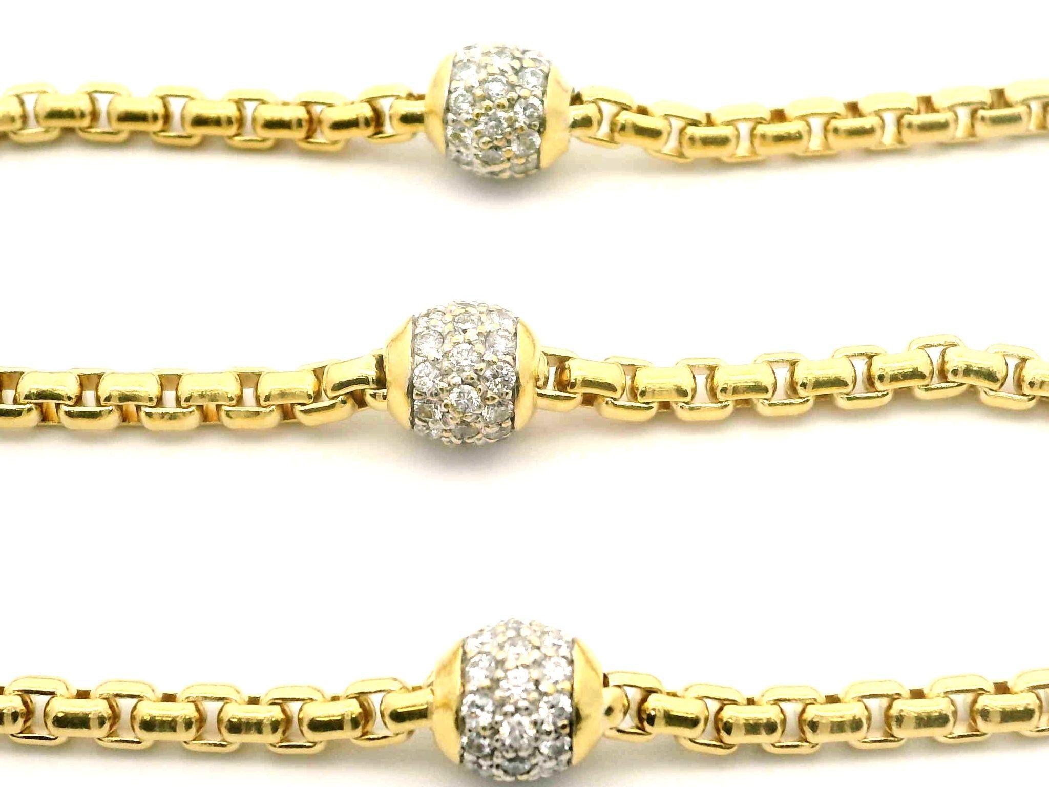 David Yurman Or jaune 18k 2ctw Diamond Pave Ball Station 32