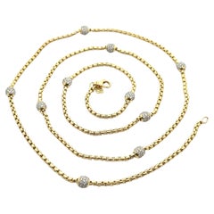 David Yurman 18k Yellow Gold 2ctw Diamond Pave Ball Station 32" Long Necklace