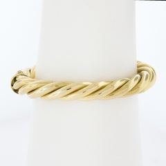 David Yurman 18K Yellow Gold 6.75" Twisted Cable Hinged Open Bangle Bracelet
