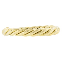 David Yurman 18K Yellow Gold 6.75" Twisted Cable Hinged Open Bangle Bracelet