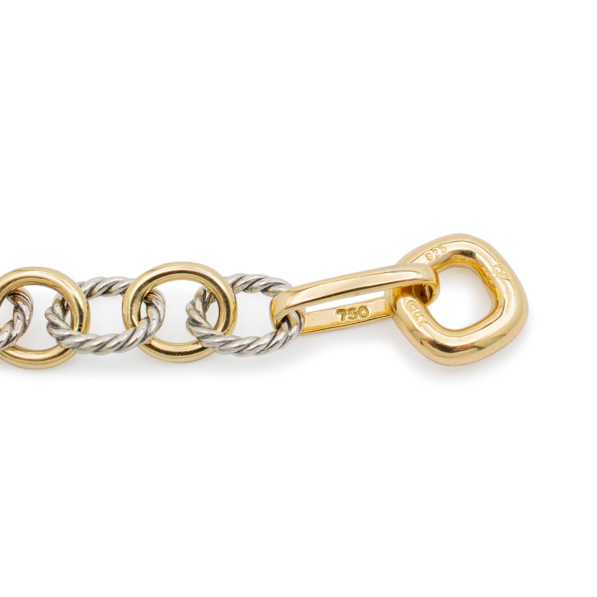David Yurman 18k Yellow Gold & 925 Sterling Silver Oval Link Chain Bracelet For Sale 1
