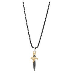 David Yurman Dagger Amulet-Halsketten aus 18 Karat Gelbgold & 925 Sterlingsilber mit Wellenformen