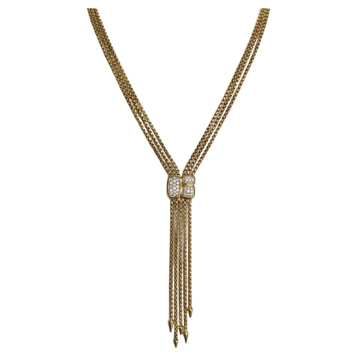 David Yurman 18K Yellow Gold Adjustable Tassel Lariat Necklace en vente