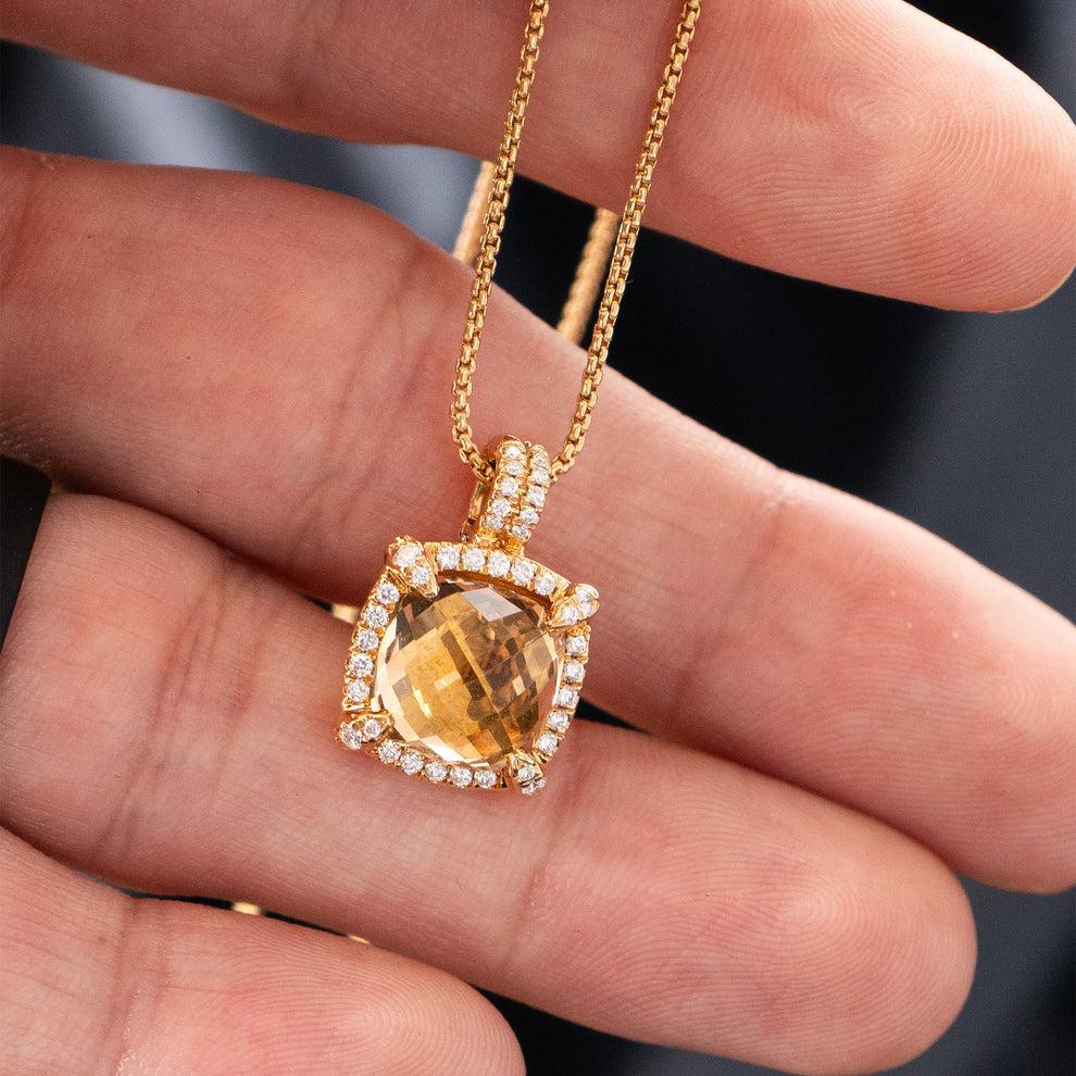 David Yurman Pendentif Citrine Diamant en or jaune 18k Albion