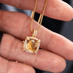 David Yurman 18k Yellow Gold Albion Citrine Diamond Pendant