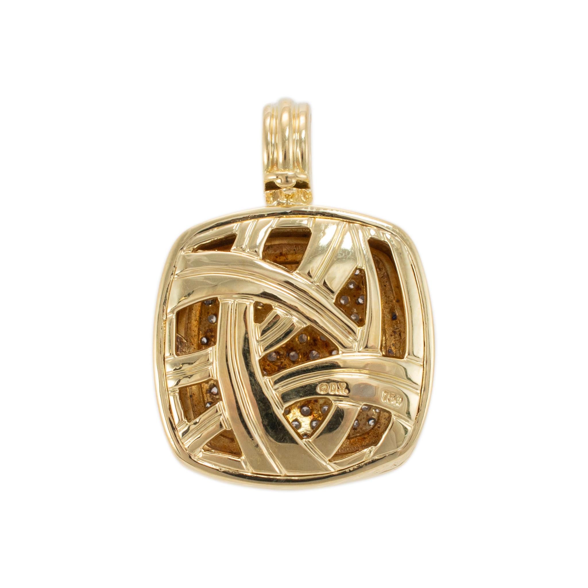 Round Cut David Yurman 18K Yellow Gold Albion Diamond Enhancer Pendant