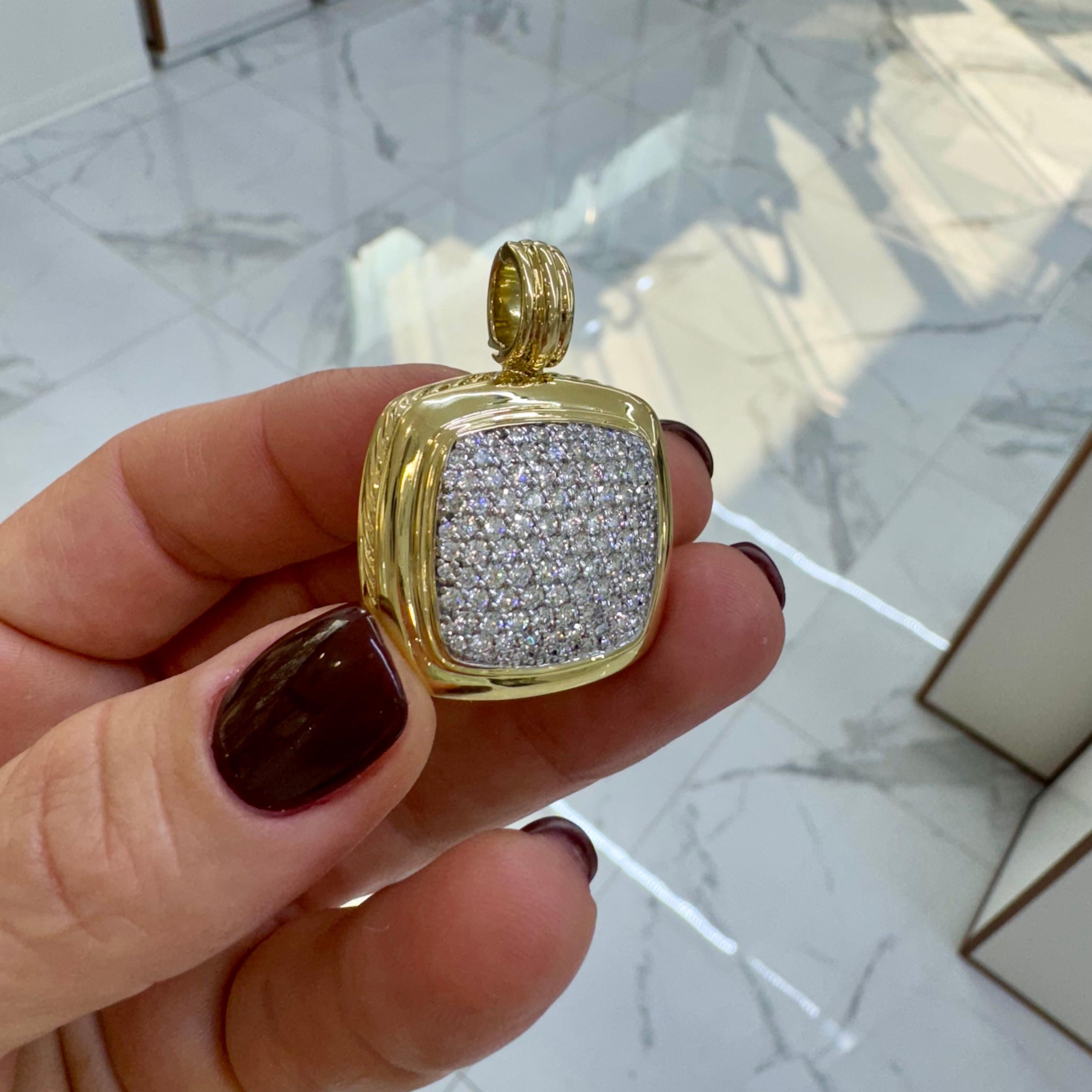 Women's or Men's David Yurman 18K Yellow Gold Albion Diamond Enhancer Pendant