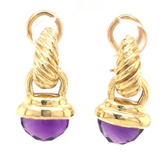 David Yurman 18K Yellow Gold Amethyst Dangle Earrings