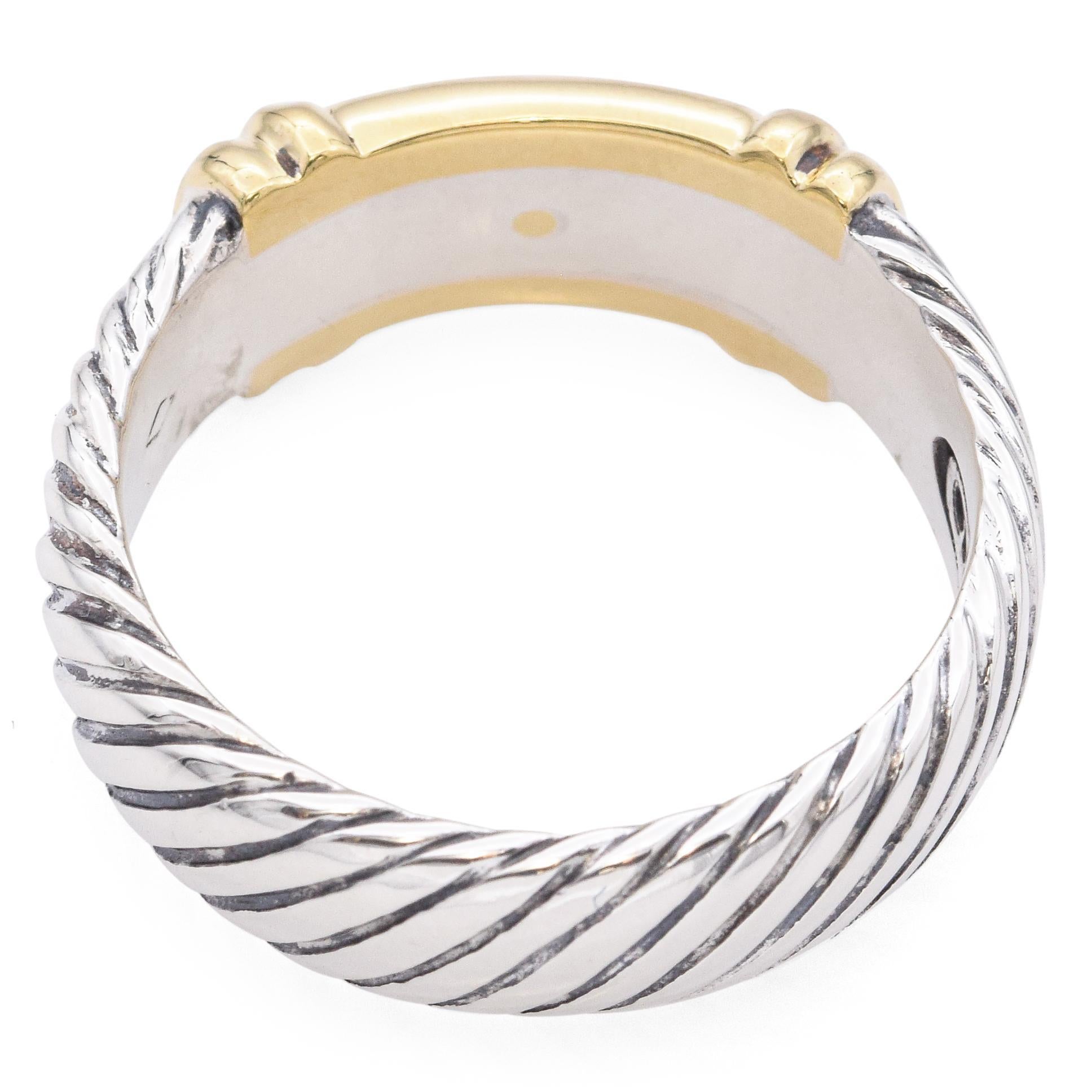 David Yurman 18K Yellow Gold and 925 Sterling Silver Two Tone Cable Ring For Sale 2