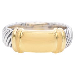 David Yurman 18K Yellow Gold and 925 Sterling Silver Two Tone Cable Ring
