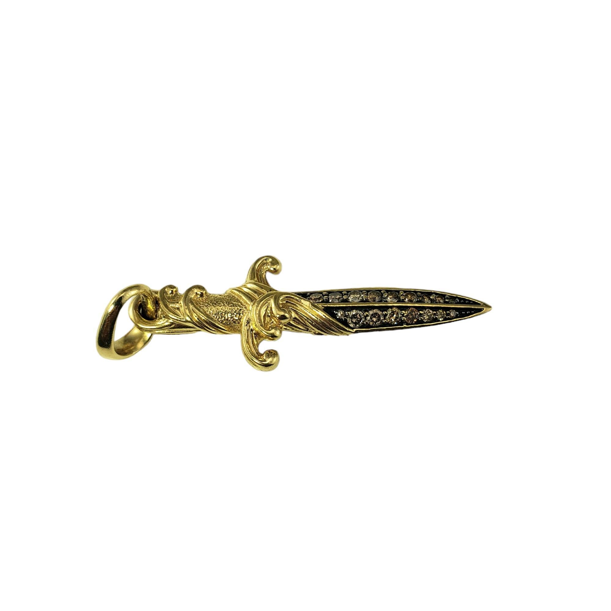 Brilliant Cut David Yurman 18K Yellow Gold and Cognac Diamond Waves Dagger Amulet #17979