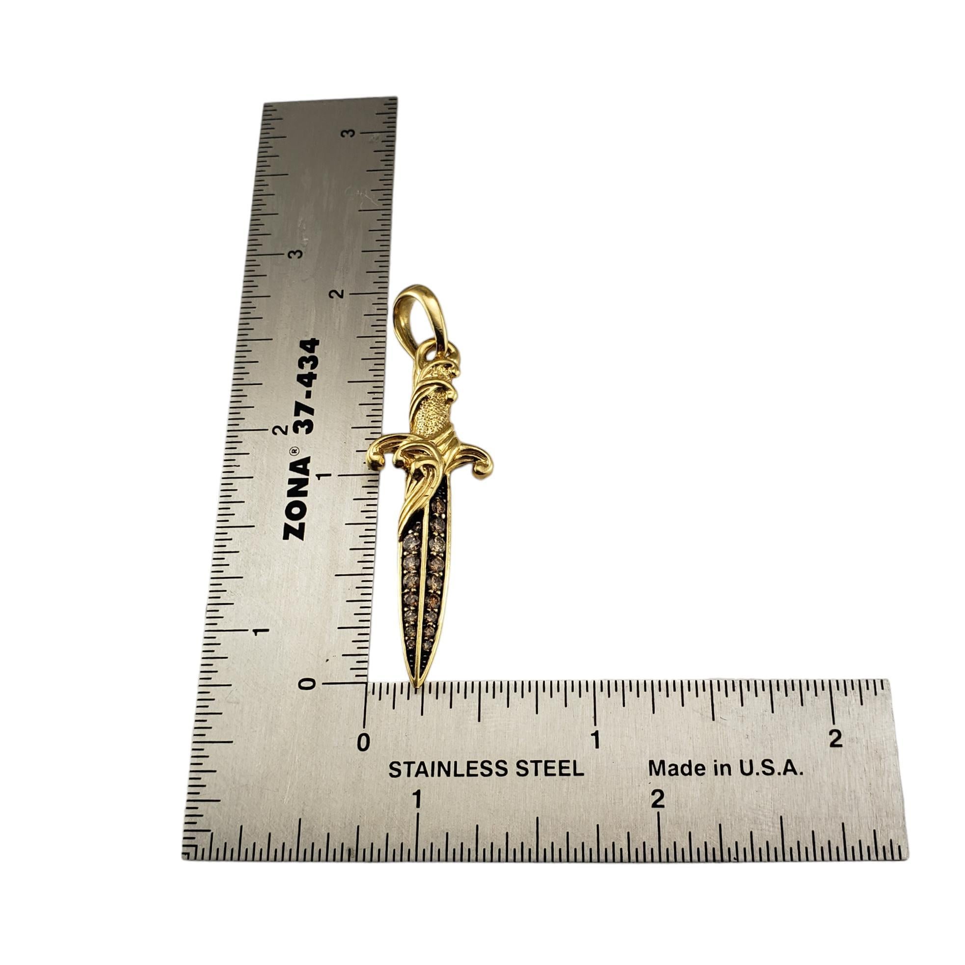 Women's David Yurman 18K Yellow Gold and Cognac Diamond Waves Dagger Amulet #17979