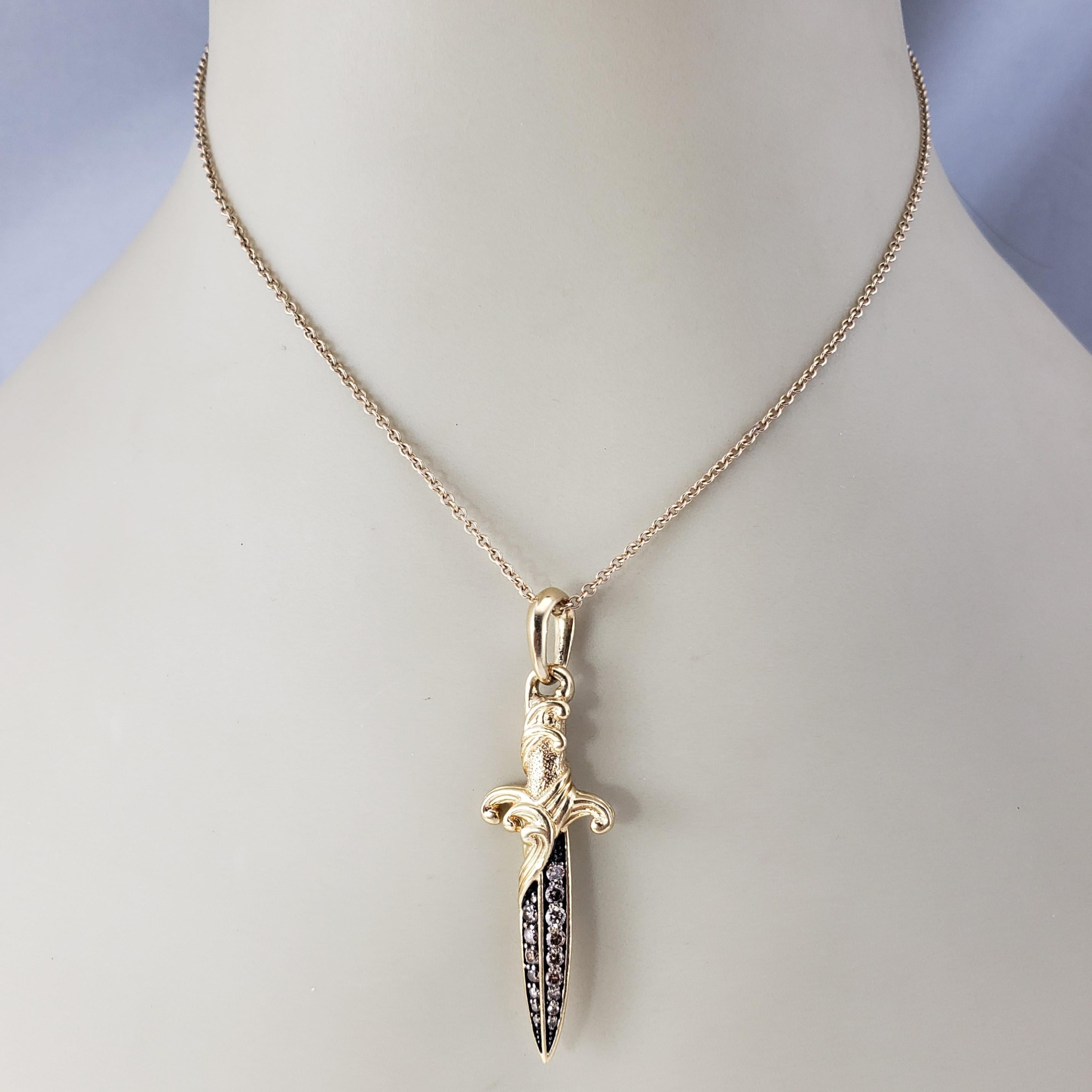 David Yurman 18K Yellow Gold and Cognac Diamond Waves Dagger Amulet #17979 2