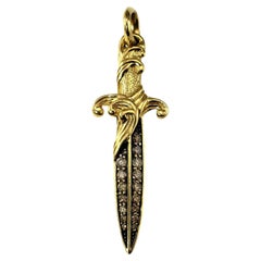 David Yurman 18K Yellow Gold and Cognac Diamond Waves Dagger Amulet #17979