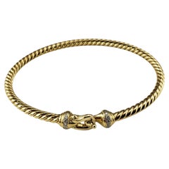 David Yurman 18K Yellow Gold and Diamond  Buckle Cable Bracelet #17990