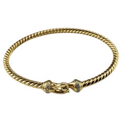 David Yurman 18K Yellow Gold and Diamond  Buckle Cable Bracelet #18649