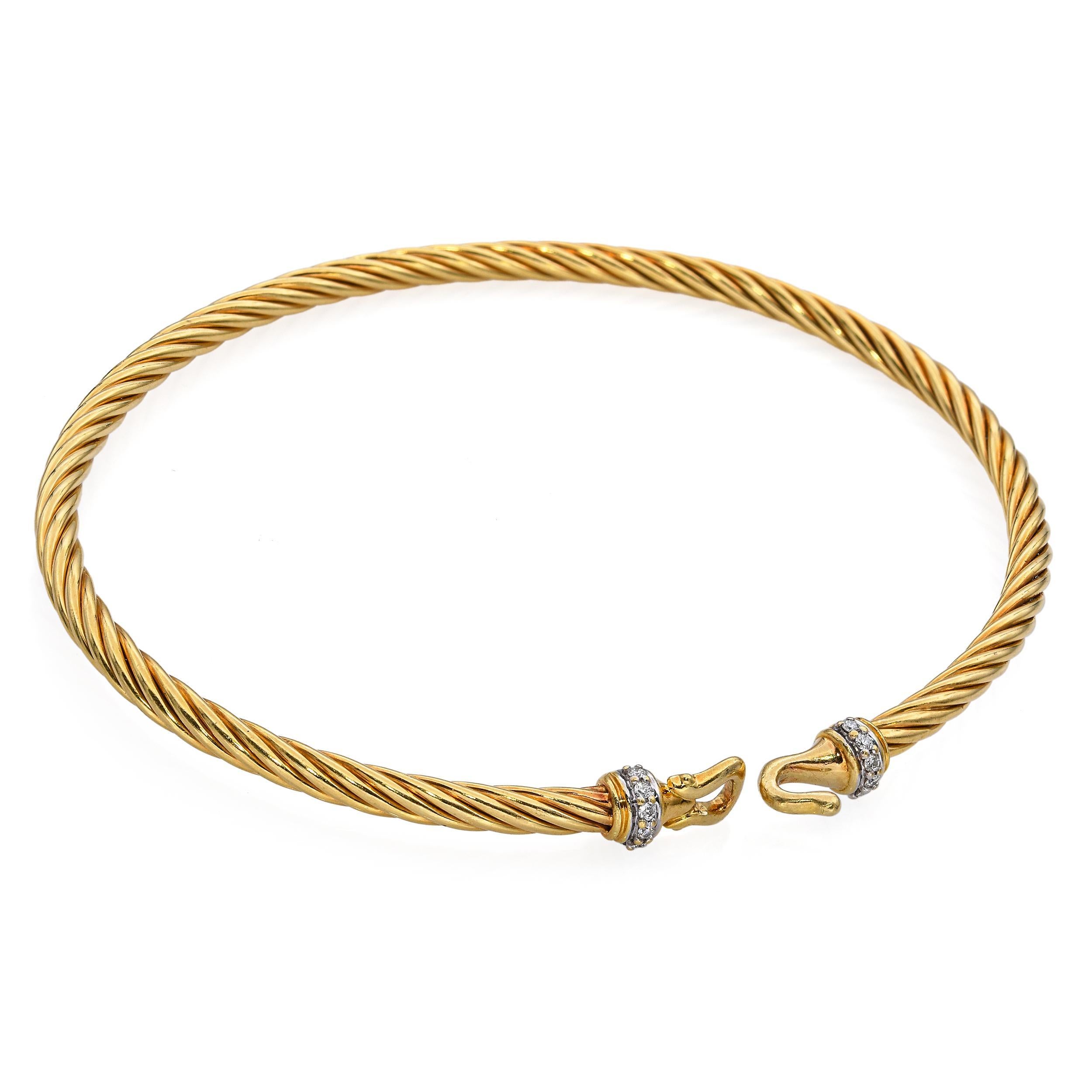 David Yurman 18k Yellow Gold and Diamond Cablespira Bracelet In condizioni buone in vendita a New York, NY