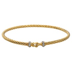David Yurman 18k Yellow Gold and Diamond Cablespira Bracelet