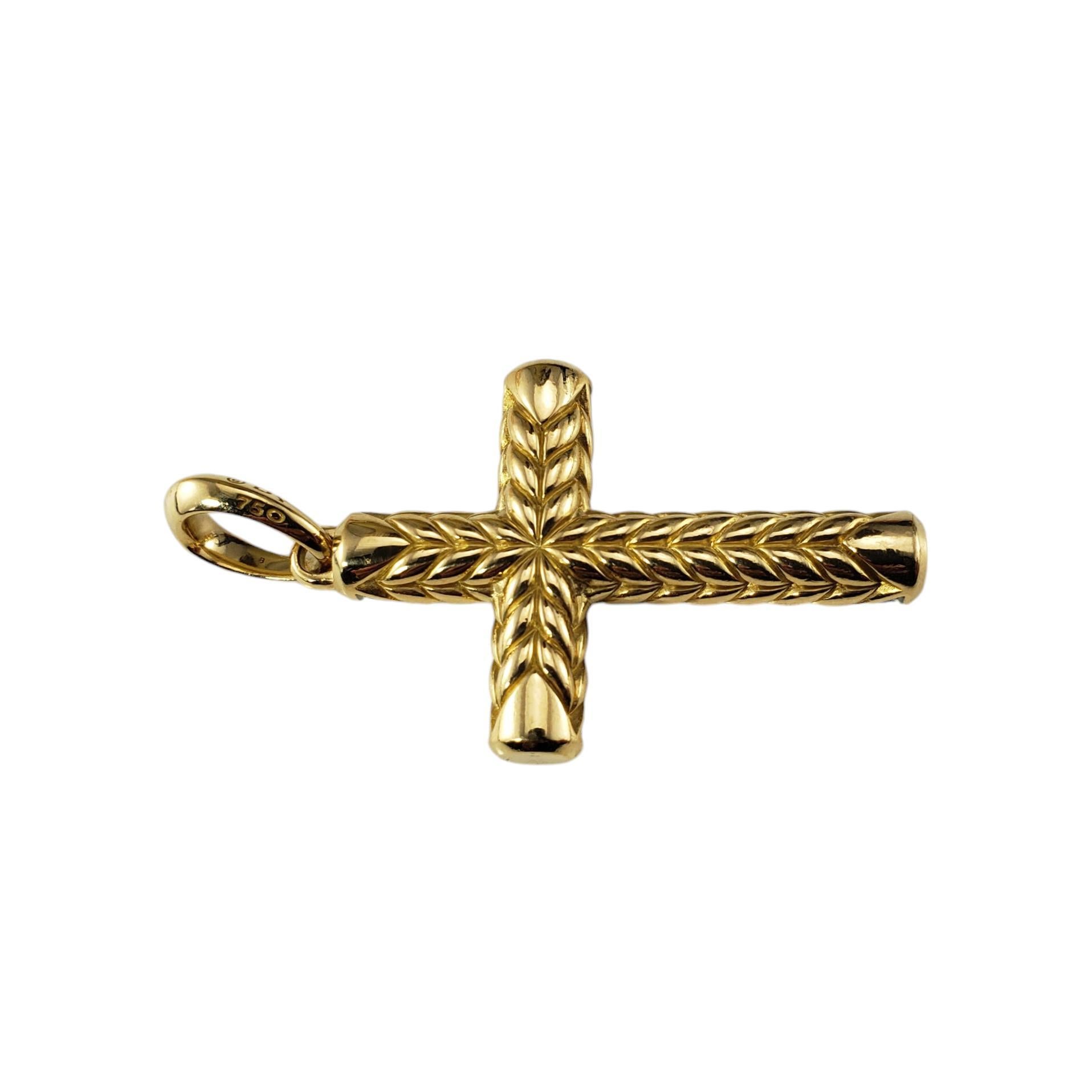 Brilliant Cut David Yurman 18K Yellow Gold and Diamond Chevron Sculpted Cross Pendant #18461