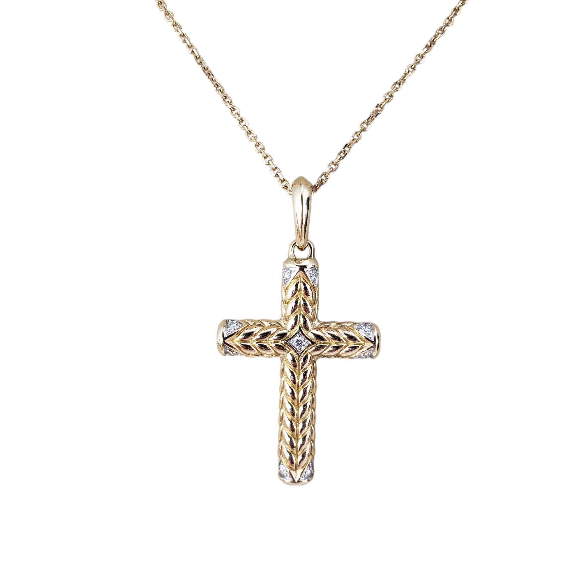 David Yurman 18K Yellow Gold and Diamond Chevron Sculpted Cross Pendant #18461 2