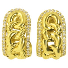 David Yurman 18K Yellow Gold and Diamond Fine Contemporary Earrings
