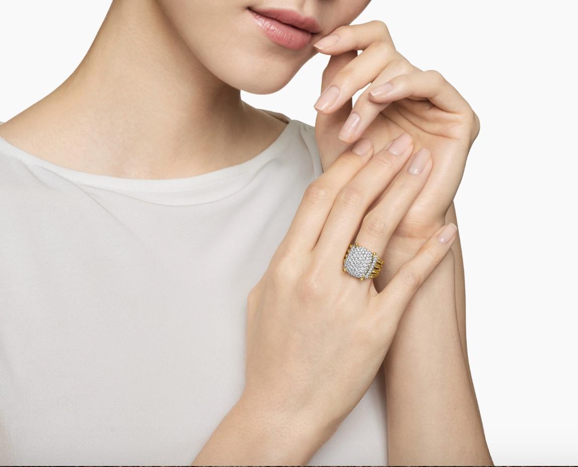 Brilliant Cut David Yurman, 18K Yellow Gold and Diamond Wheaton Ring